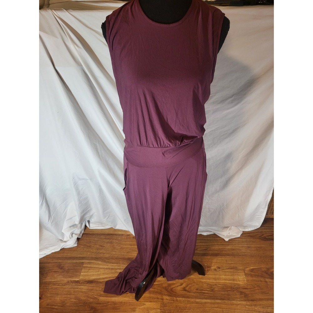 Commando Jumpsuit Women's Size L Burgandy Red One Piece Sleeveless Wide Leg